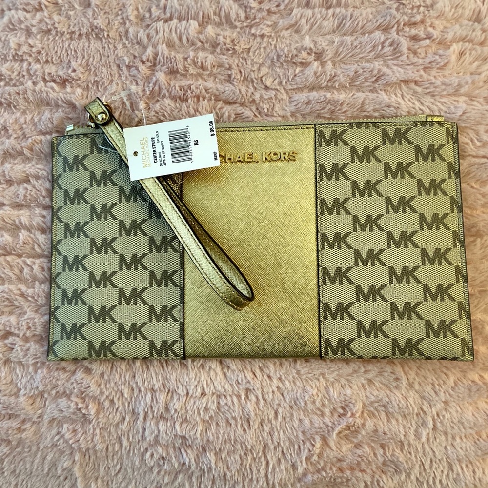 Michael Kors Center Stripe Large Zip Clutch ✨